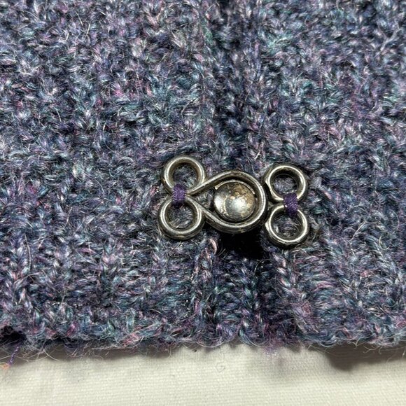 VTG Alps Blue/Purple Chunky Knit Granny Cardigan Sweater Vest Womens Med - Picture 2 of 8